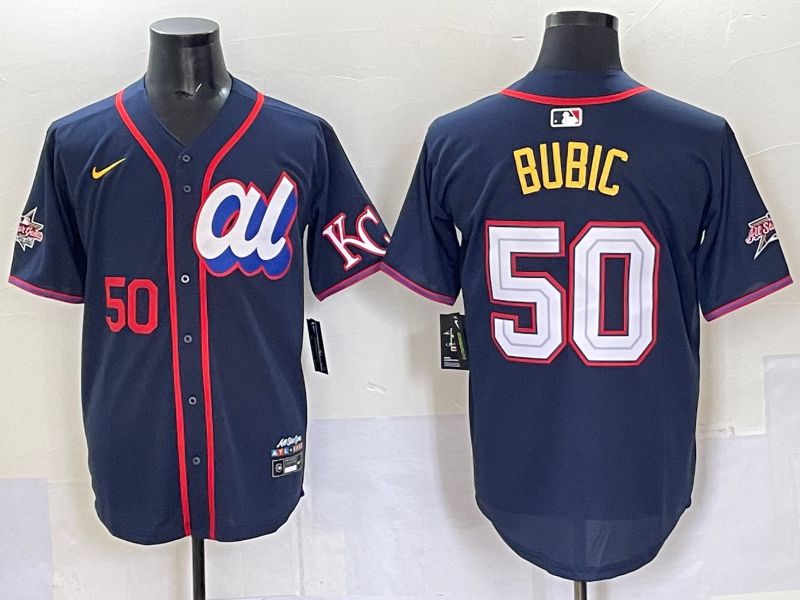 Men 2025 Kansas City Royals #50 Bubic Drak blue Nike MLB All Star jersey style 2